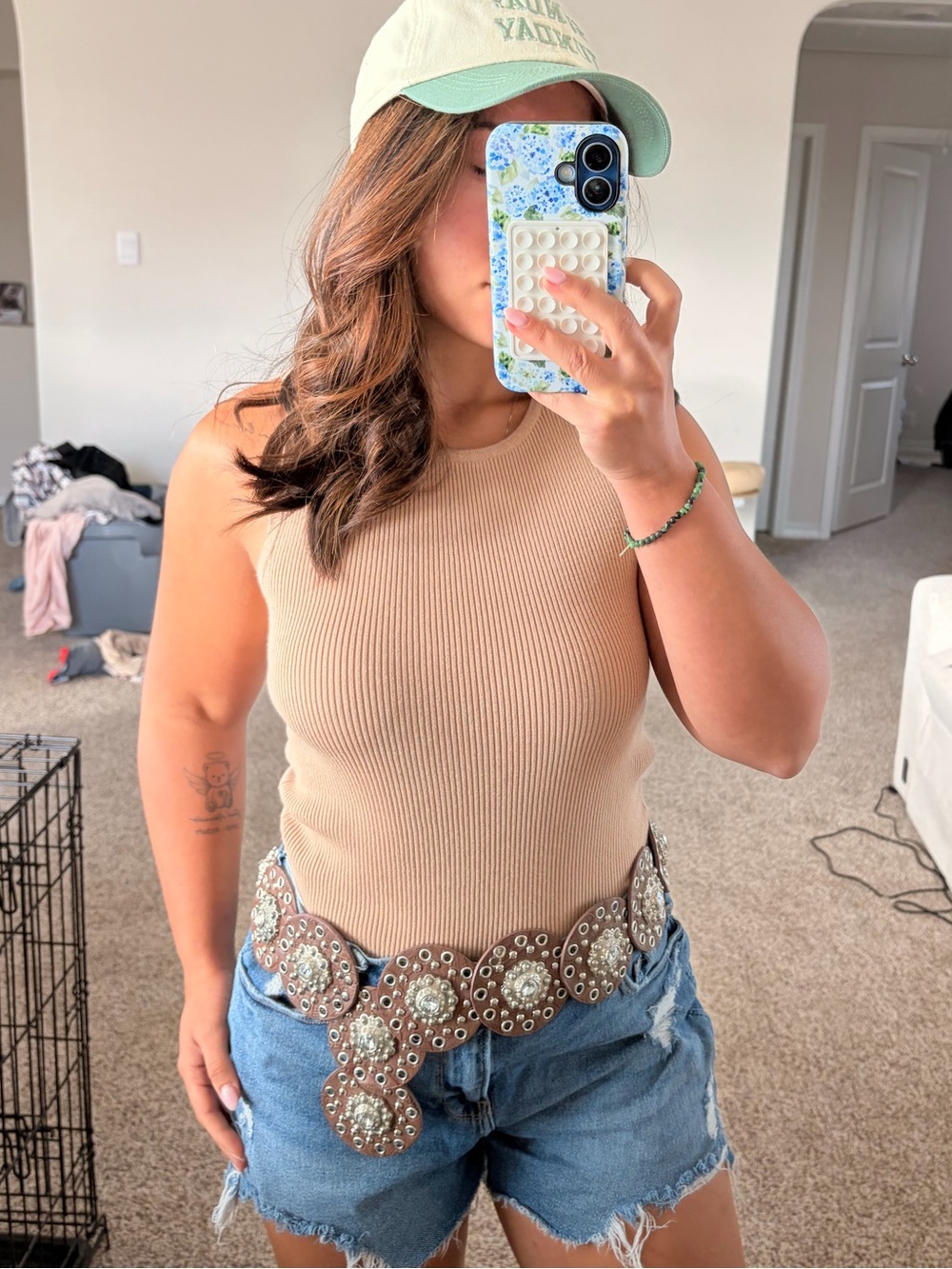 Rachel Zoe Camel Ribbed Tank Top